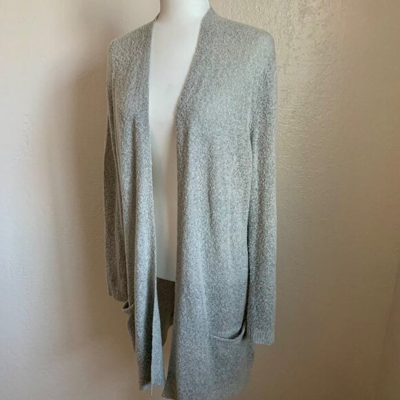 OLD NAVY Light Grey Long Open Front Cardigan With Pockets L - Picture 2 of 6